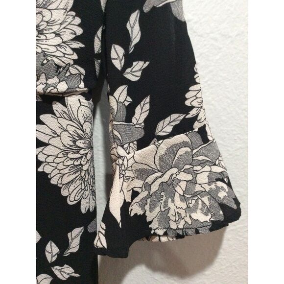 Lulus Steal the Show Black and White Floral Print Cold-Shoulder Dress Medium M - Picture 7 of 11